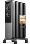 Dreo Radiateur à huile 2000W avec 9 ailettes – gris/noir