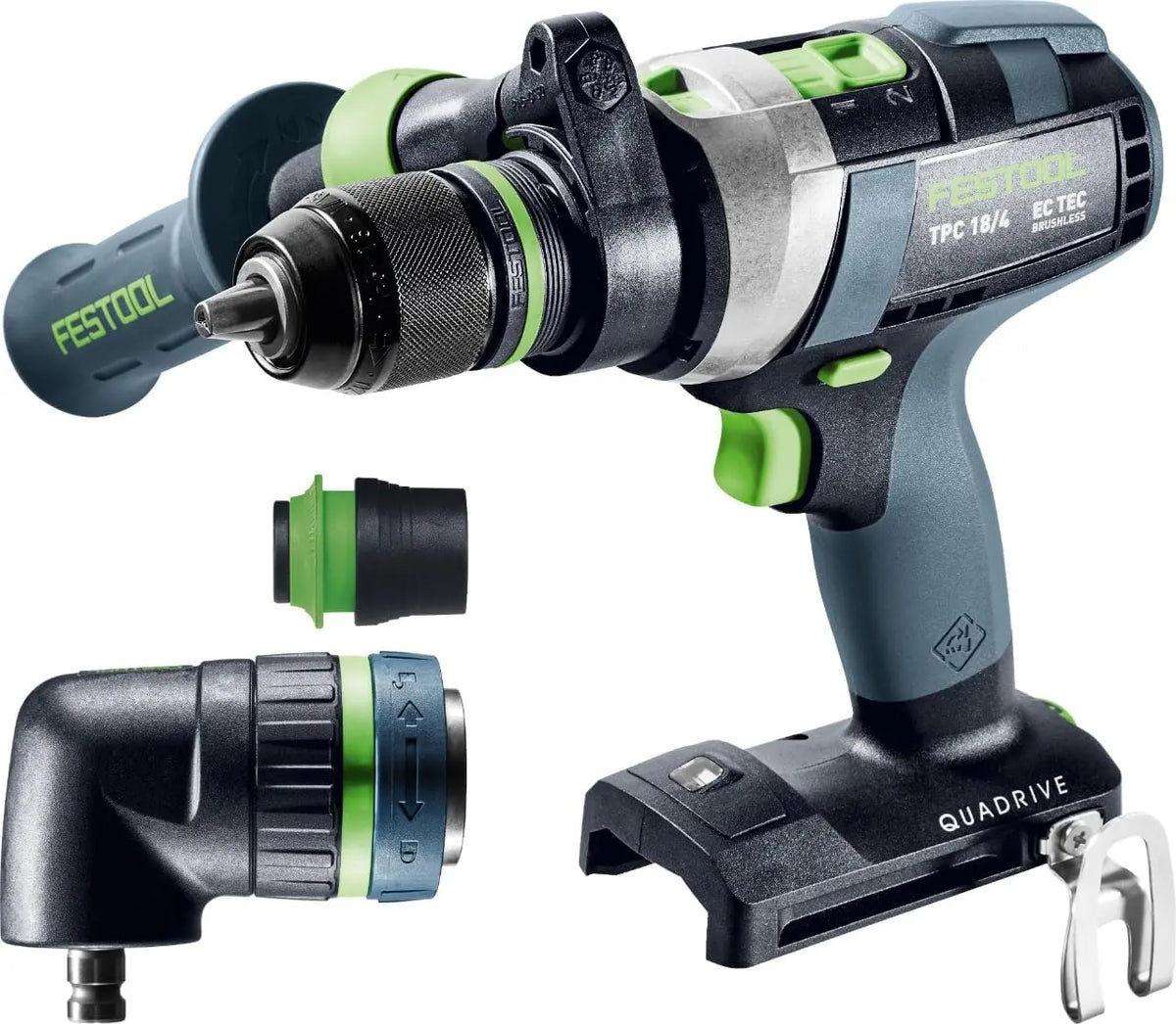 Festool Perceuse-visseuse à percussion sans fil QUADRIVE TPC 18/4 I-Basic-Set – gris/noir