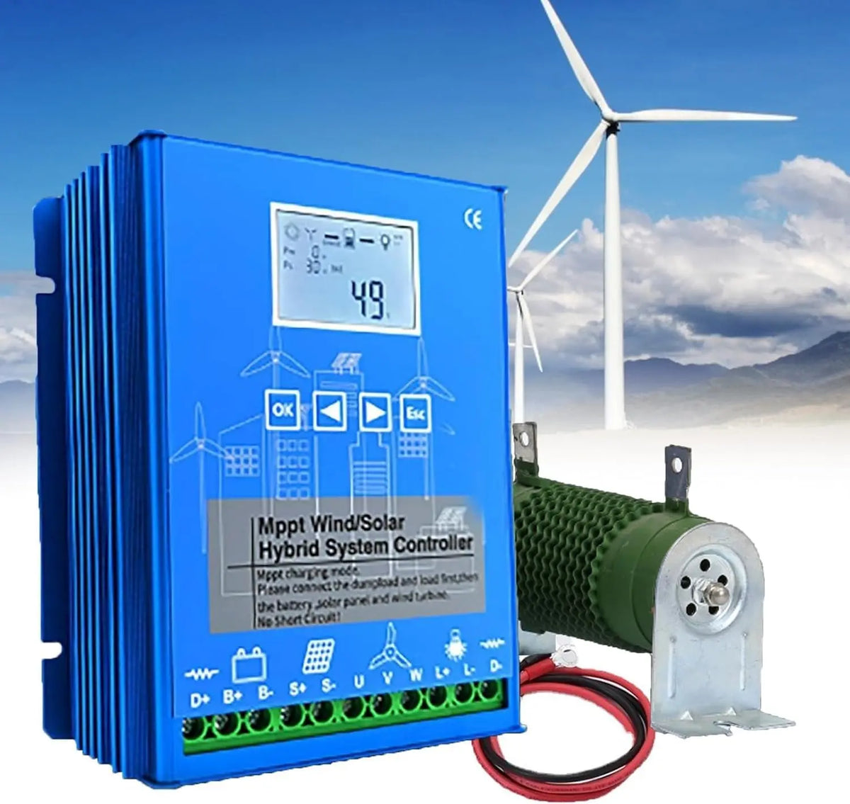 Contrôleur de Charge hybride solaire éolien 6000W-12000W – 6000 W / 12000 W, 167 × 145,5 × 61,8 mm, bleu