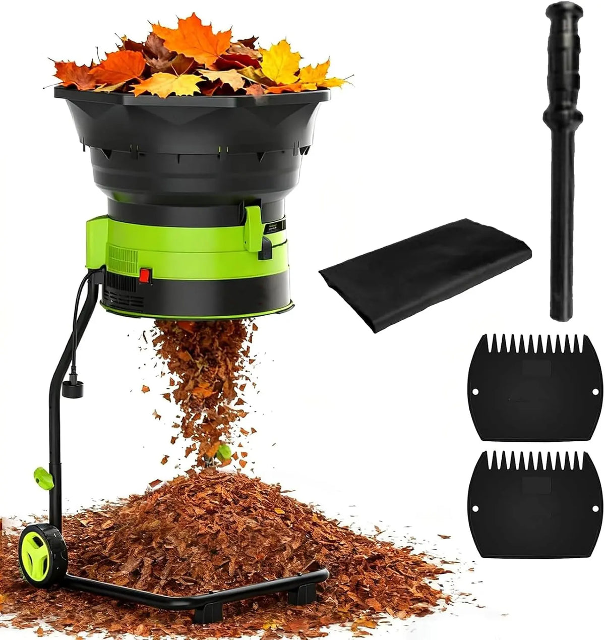 Broyeur De Feuilles Électrique 2500 W Avec Roues Pour Feuilles Mortes – 208 L/min, noir/orange/gris