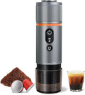 CONQUECO Machine à Cafe portable - Cafetière à Expresso Chauffage Électrique de Voyage - pour 12V Voiture – 80 ml / 50 ml, gris