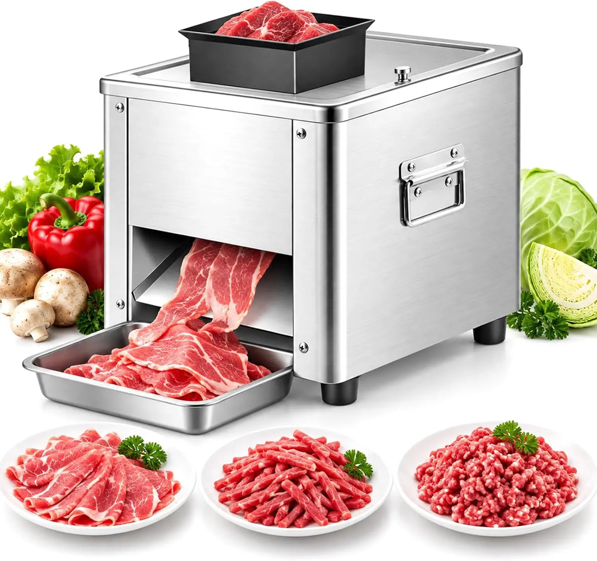 Hachoir à viande commerciale à découper avec lames de 3,5 mm – 850 W, gris/orange