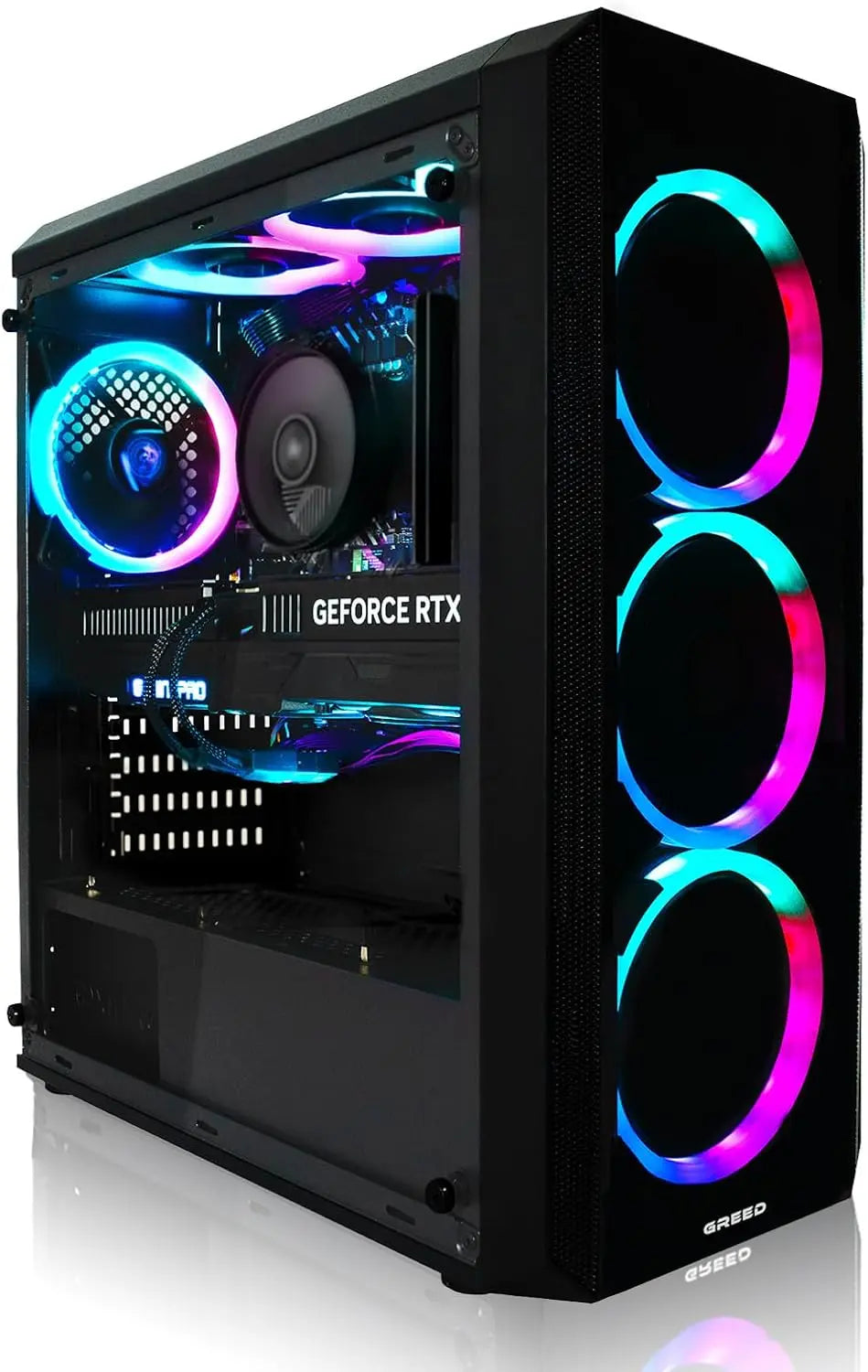GreedMK2 Lite - High End PC pour le jeu - AMD Ryzen 5 4600G + Radeon Vega 7 - Ordinateur RGB Ultra Rapide – 550 W, 16 Go / 512 Go, noir
