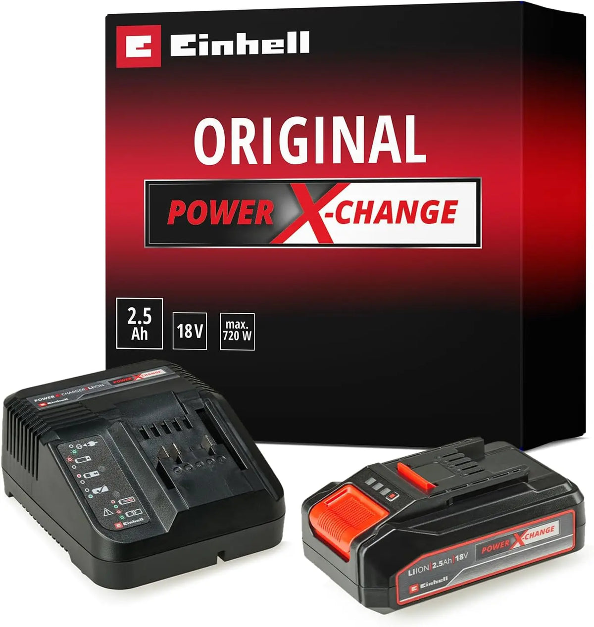 Einhell Original Starter Kit PXC 2,5 Ah – noir/rouge/gris