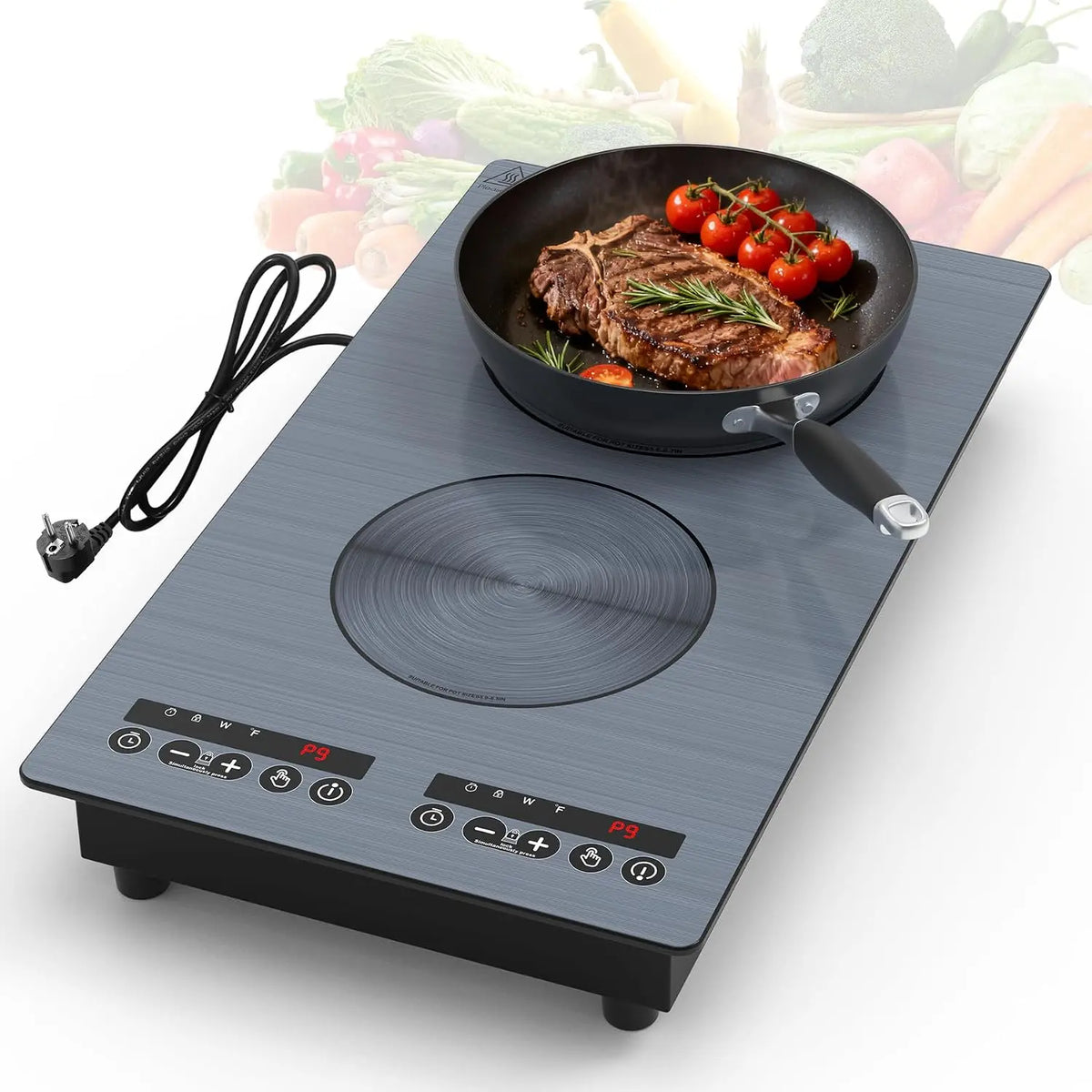 VBGK plaque cuisson induction 2 feux – 3000 W, gris
