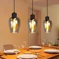 Suspension 3 Lampes Verre Fumé Industriel Lustre Îlot de Cuisine – 25 watts, orange/beige/gris