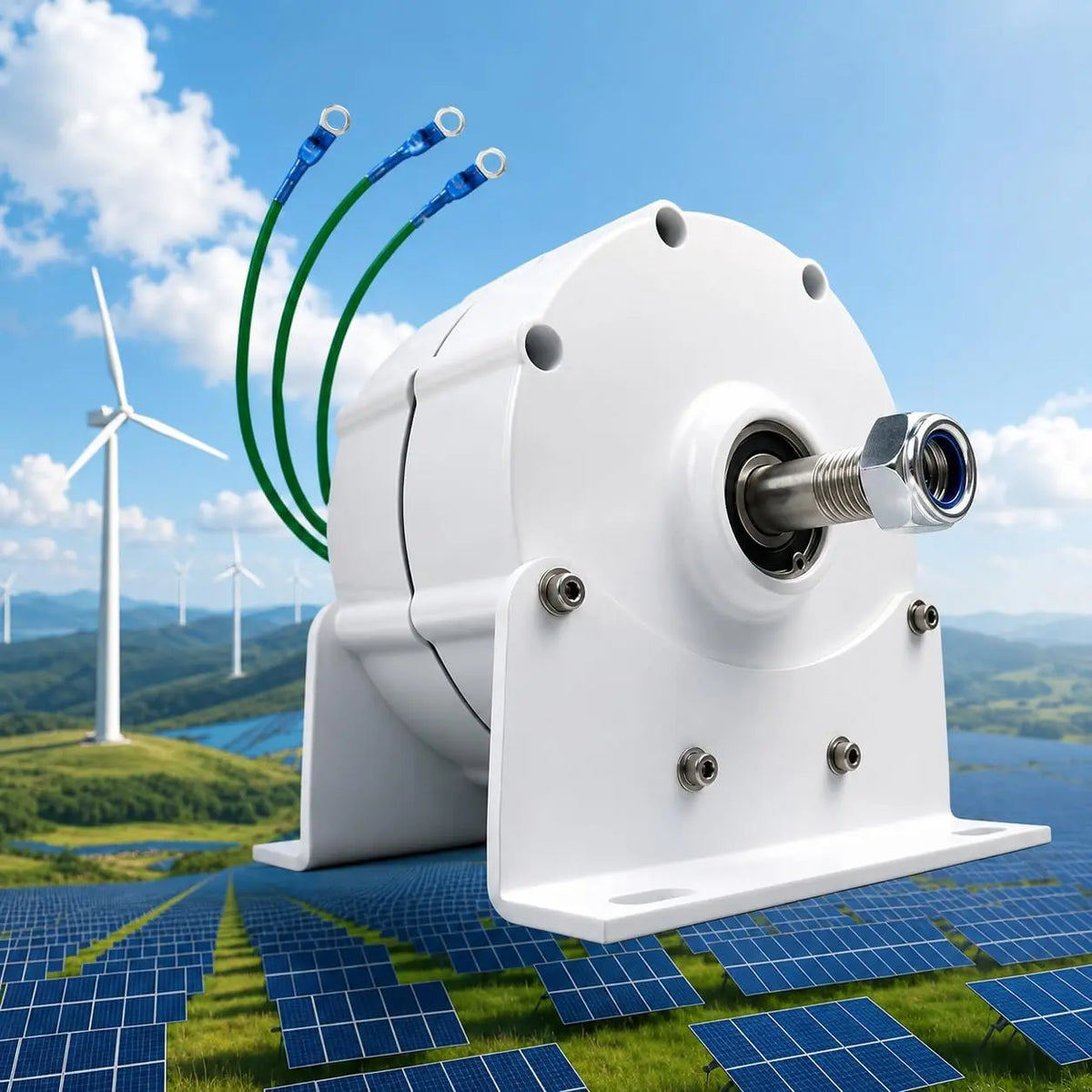 Générateur PMG 10000W 12V 24V 48V 110V 220V Éolienne Alternateur 220V – 0,42 nm / 8 nM, 60 Hz / 50 Hz, bleu