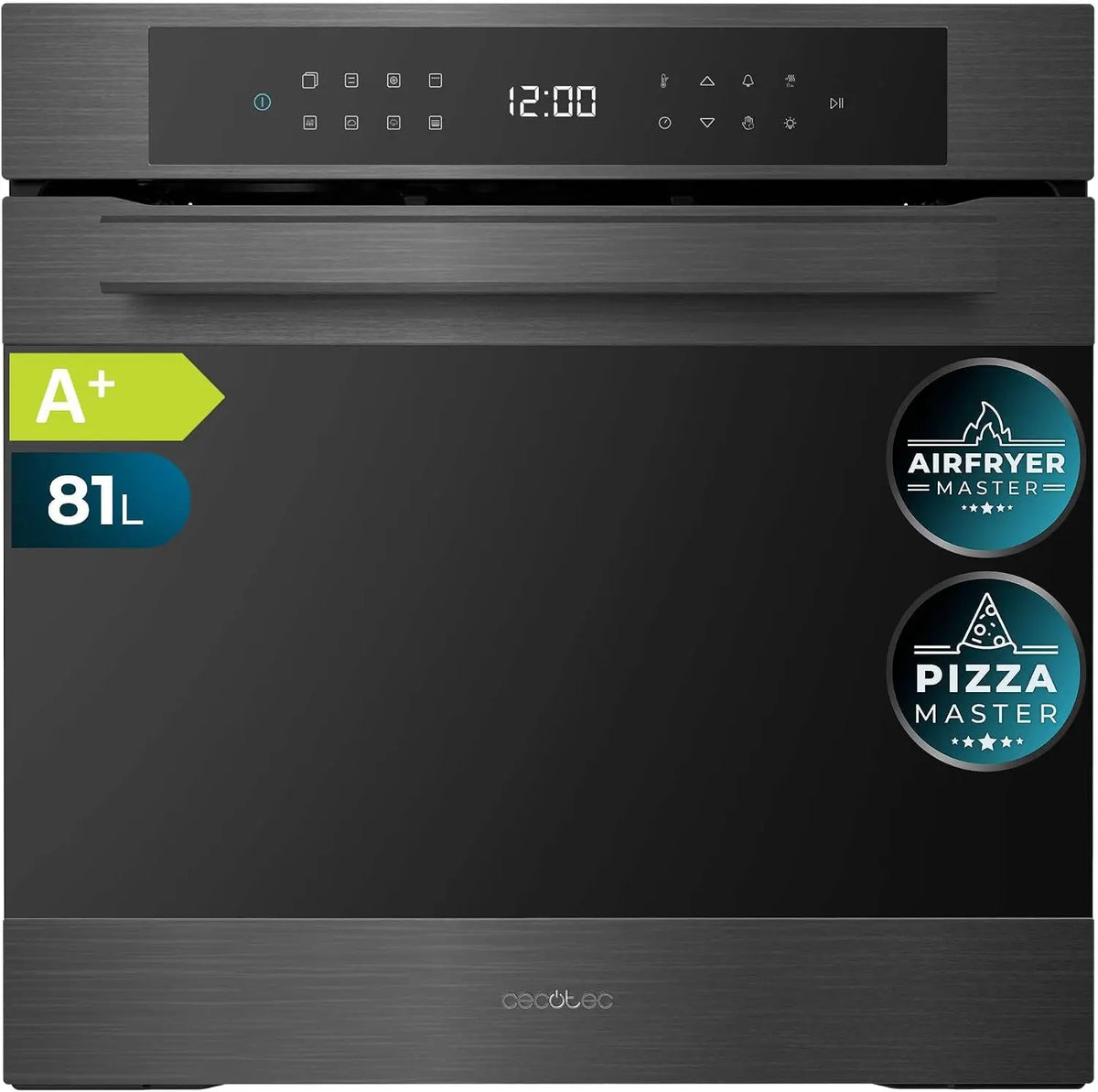 Cecotec Four encastrable Pyrolytique 60cm Bolero Hexa P506000 Matt A+. 3400W – 81 L, gris/noir