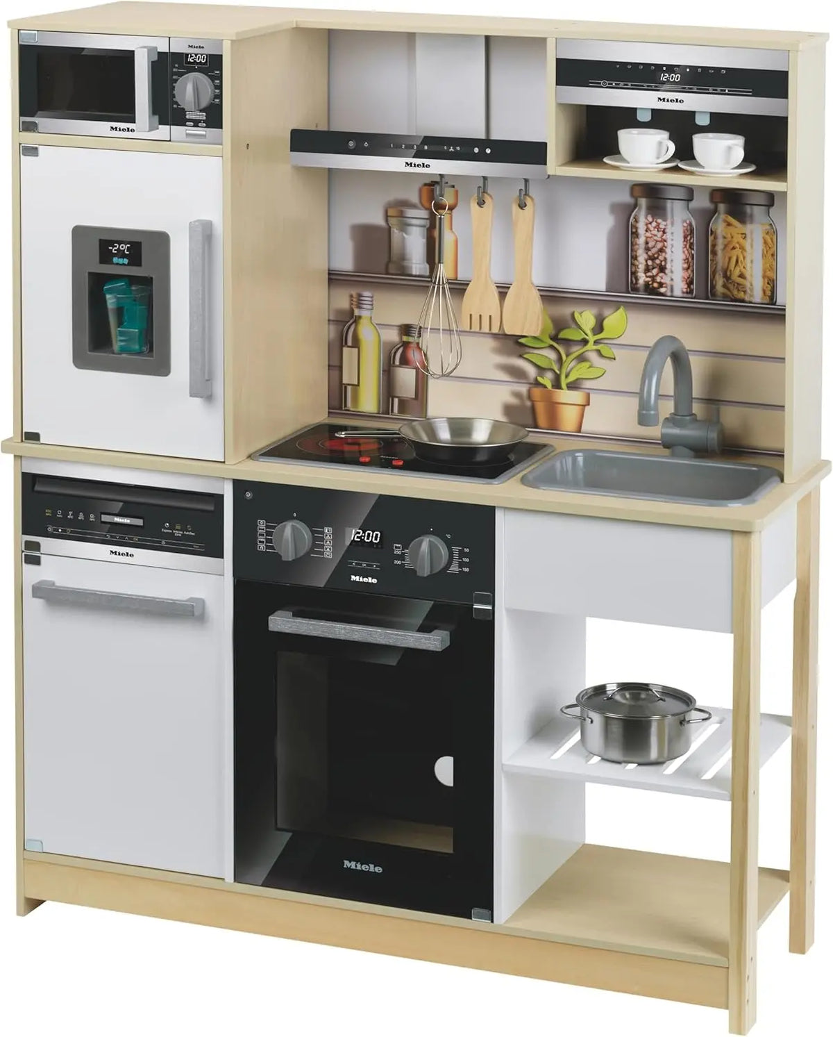 Theo Klein Miele Cuisine en Bois pour Enfants lumières/Sons dès 3 an – gris/beige/noir