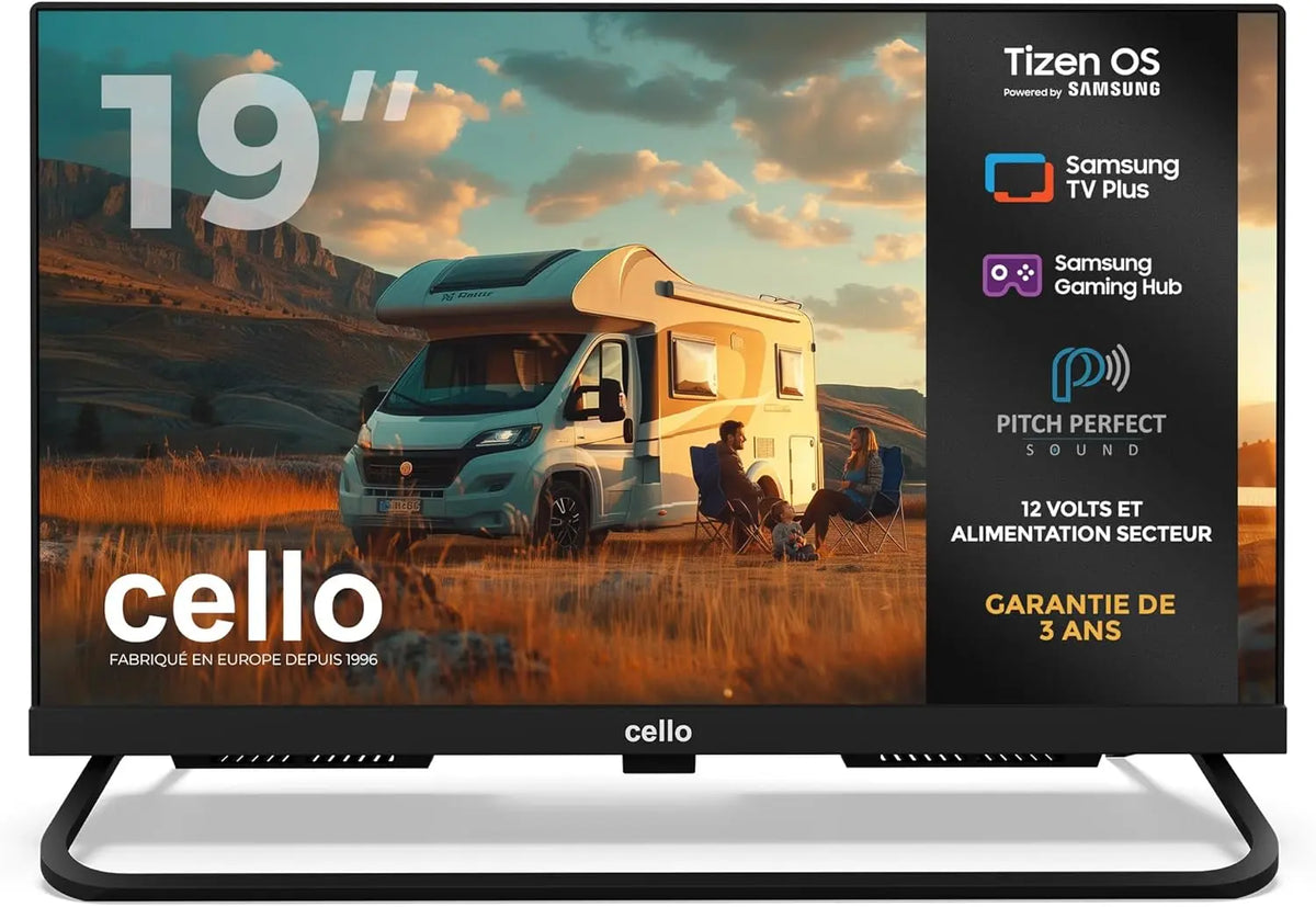 Cello CTRAV-19TZ téléviseur connecté 19' 12V pour Camping-Car et Camping – noir