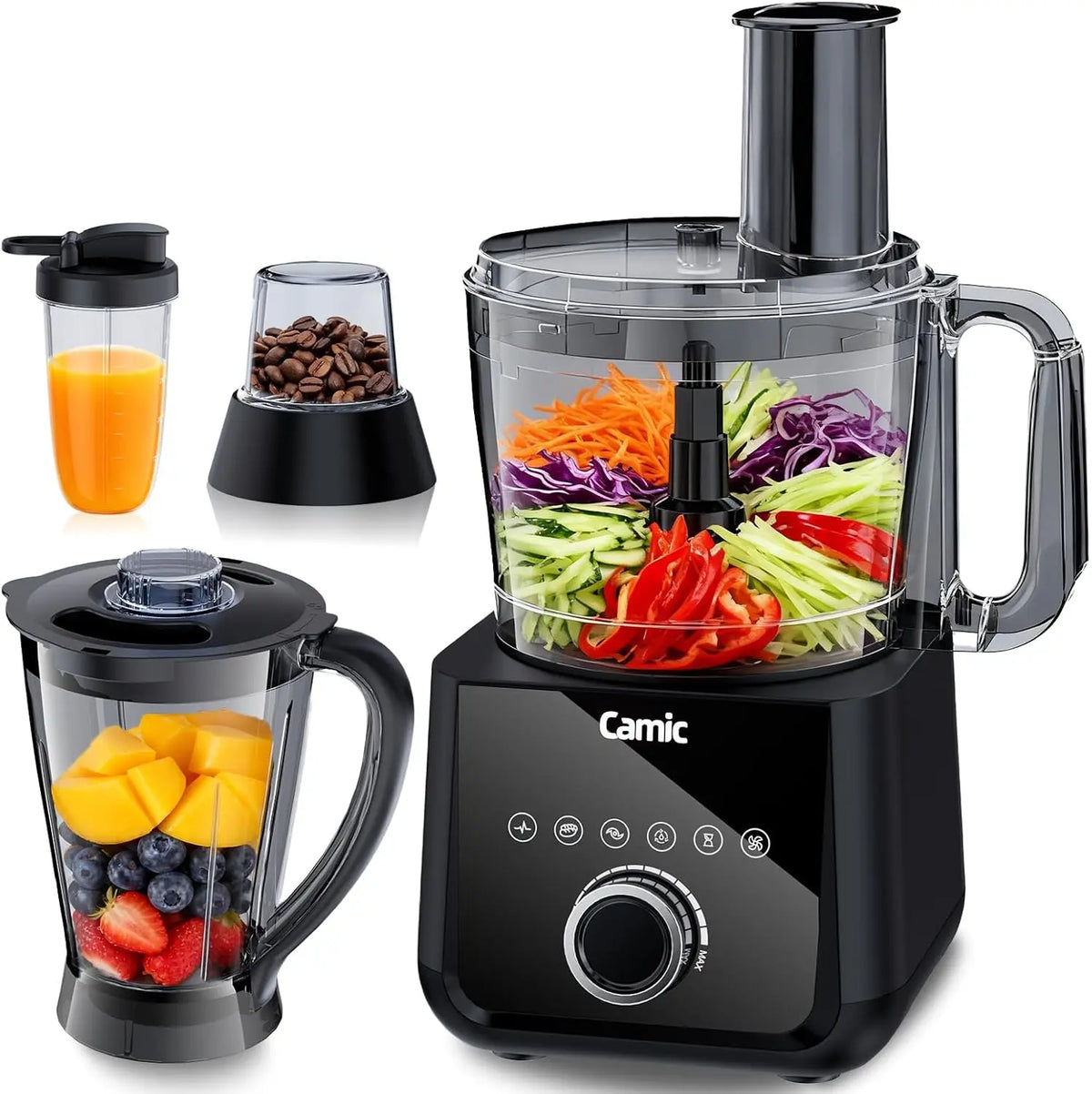 Camic Robot Cuisine Multifonction 1500W - Compact Robot Culinaire avec Bol 2.5L – 2,5 L, gris/noir