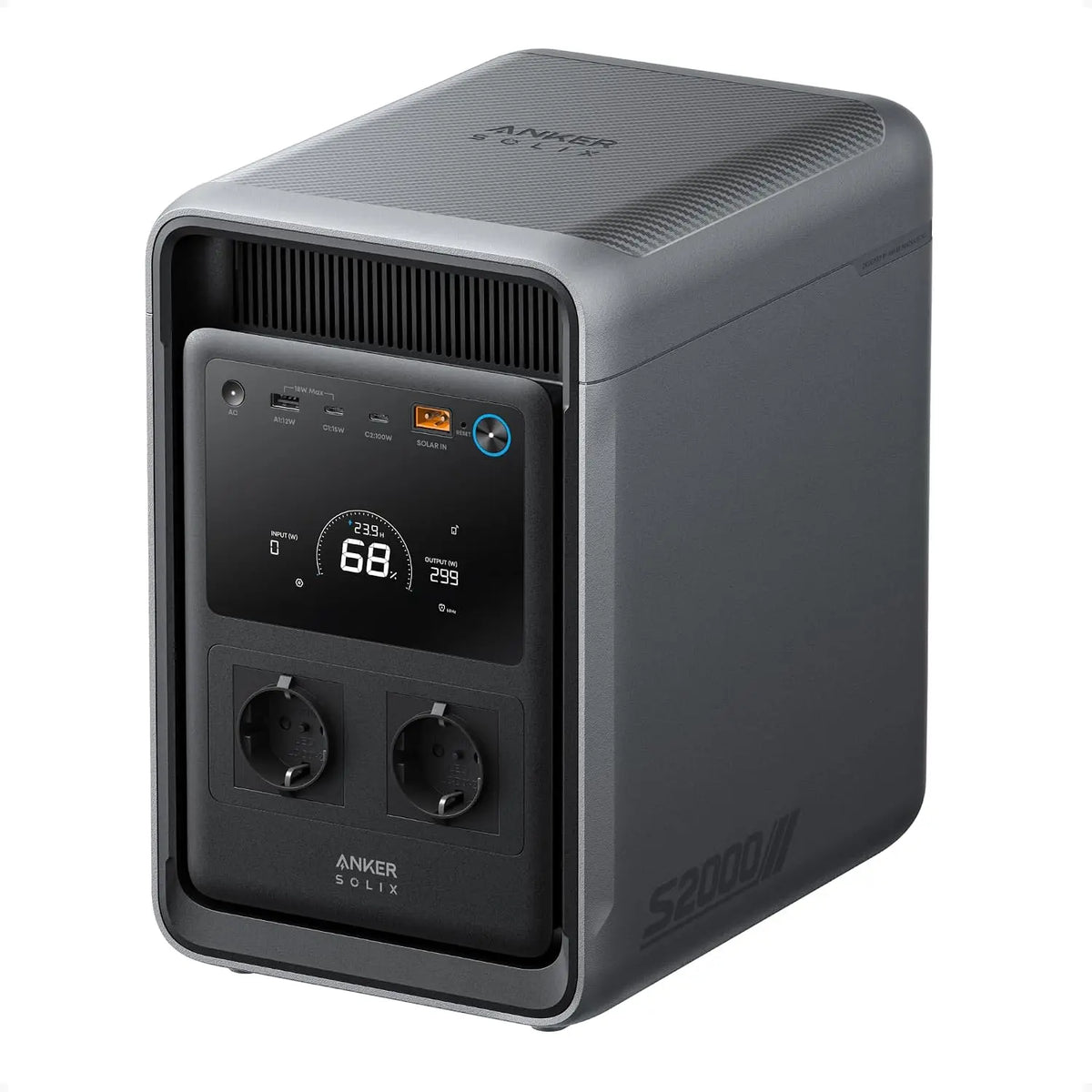 Station de charge portable Anker SOLIX S2000,2000Wh – 1500 W, 314 Ah, gris/noir