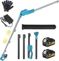 Taille Haie Electrique Telescopique 4,5 m avec Une Taille de 1,80 m – 1200 W, 4,0 Ah, gris/noir
