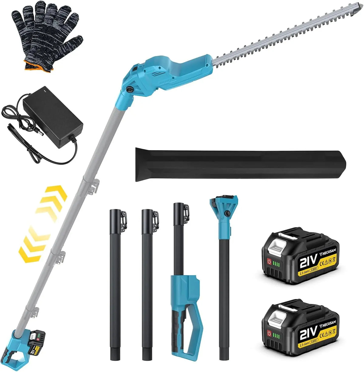 Taille Haie Electrique Telescopique 4,5 m avec Une Taille de 1,80 m – 1200 W, 4,0 Ah, gris/noir
