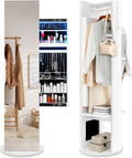 COSTWAY Armoire à Bijoux Pivotante à 360° – 50 x 50 x 166,5 cm, blanc
