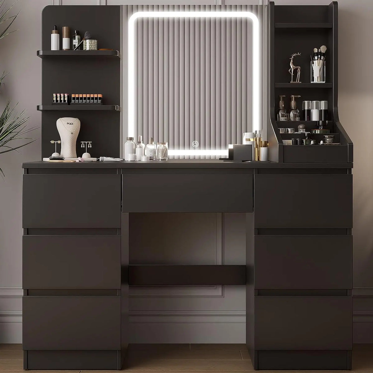 TRIUMPHKEY Coiffeuse avec Miroir LED – noir