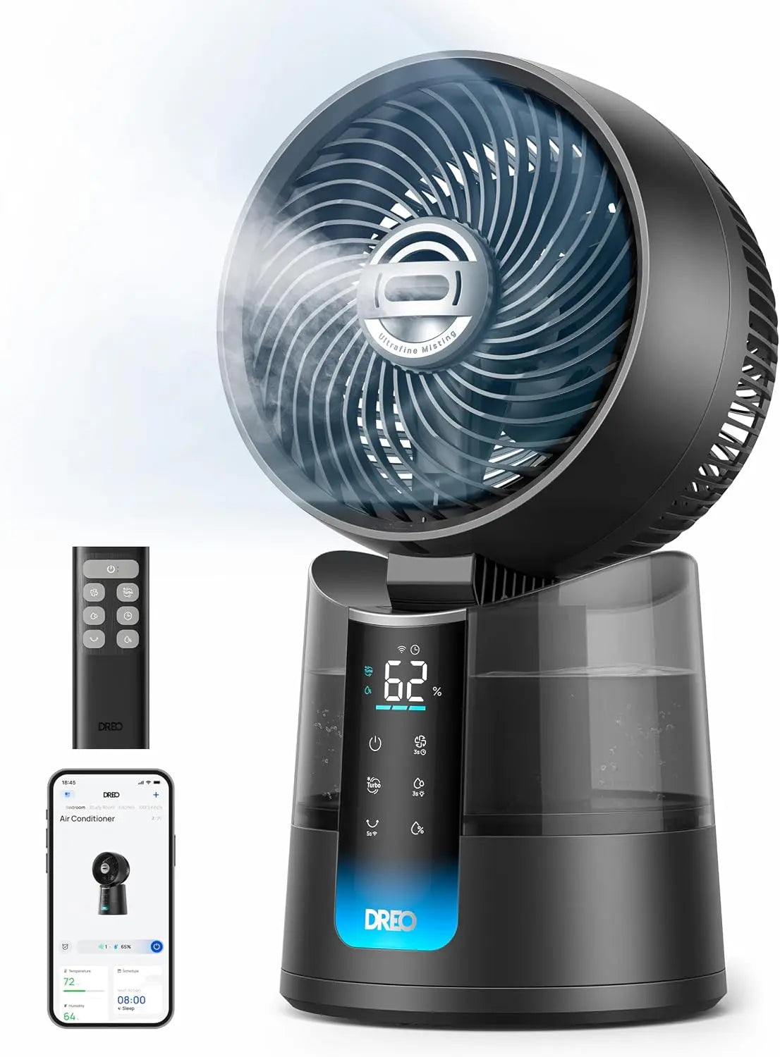 DREO TurboCool Ventilateur 516S – 870 m³/h, 1,7 MHz, gris/bleu/noir
