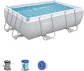 Bestway – Piscine rectangulaire avec cadre en acier et pompe de filtration 282 x 196 x 84 cm gris