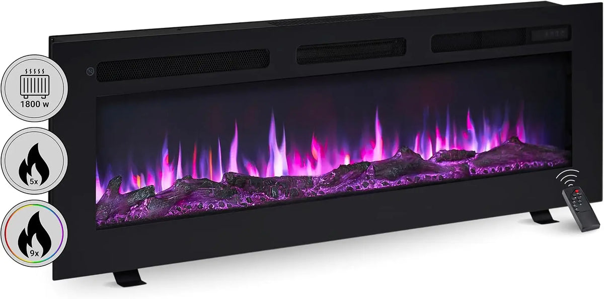 BALDERIA Cheminée électrique Leif 50 Pouces appareil de chauffage – 2000 W, noir