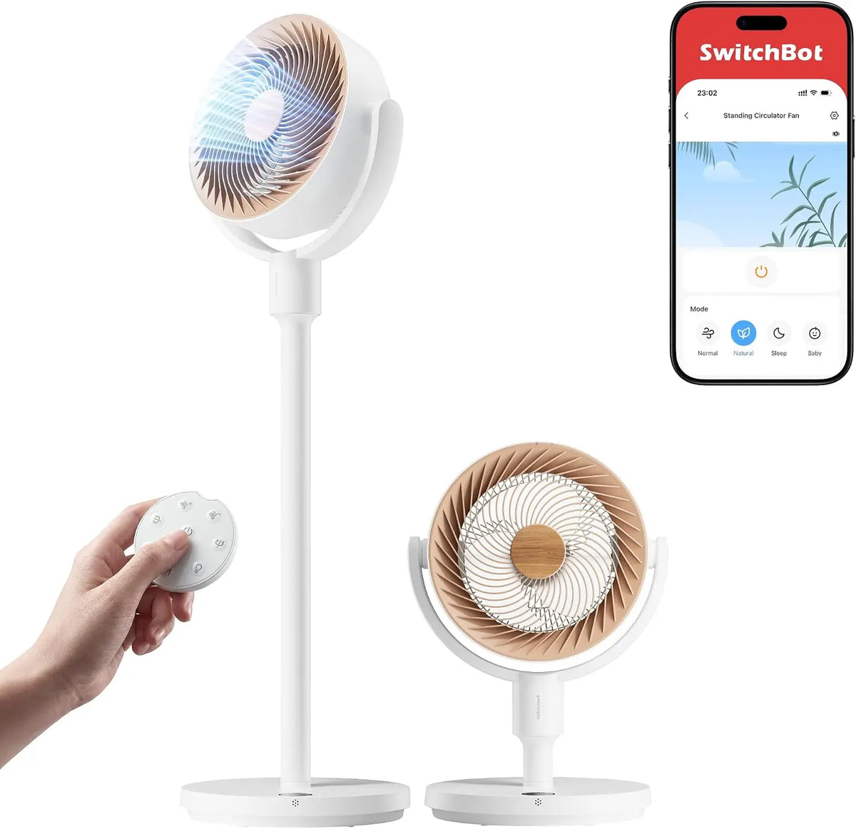 SwitchBot Ventilateur sur pied oscillant – 9,15 m³/min, gris/blanc/beige
