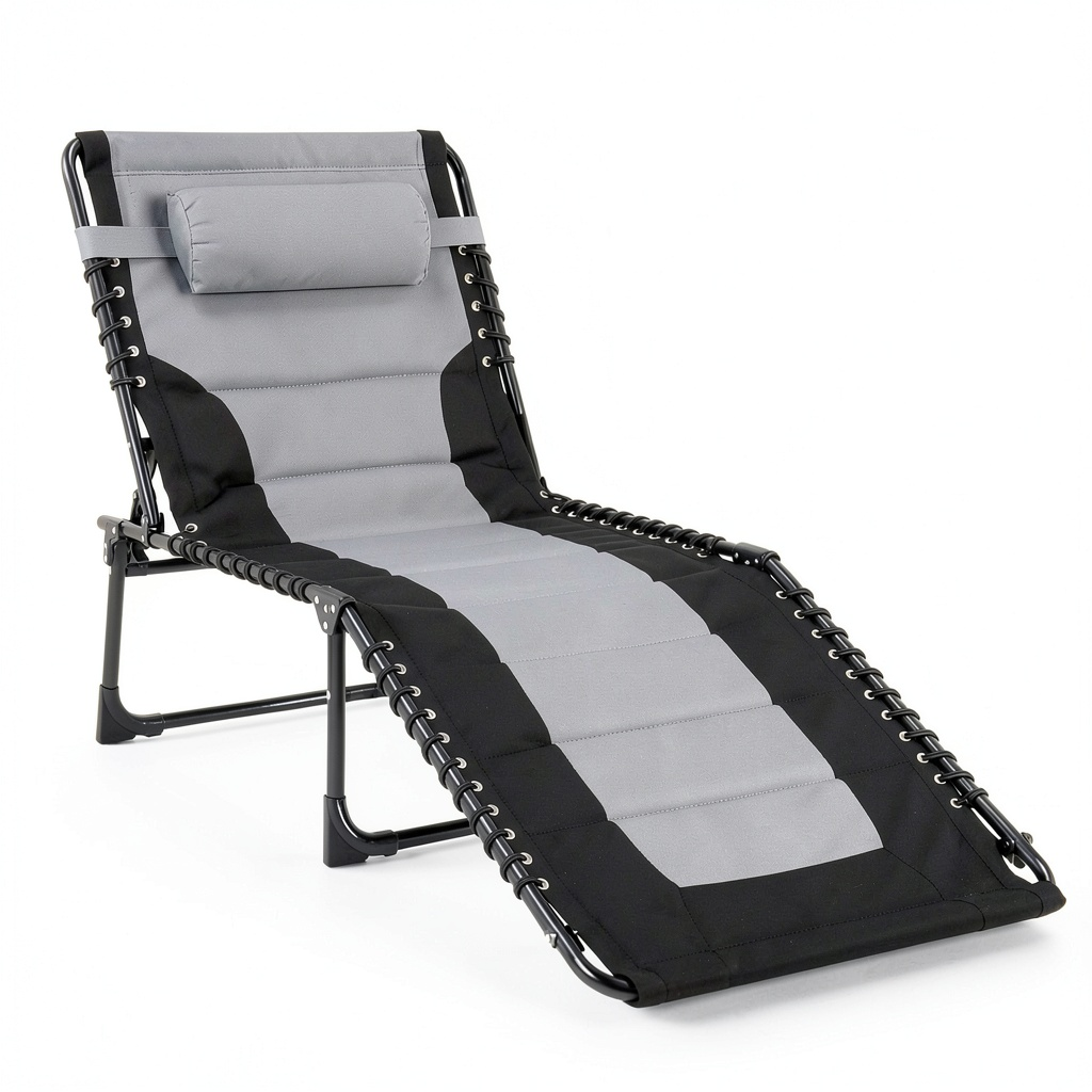 Chaise de jardin, pliable, réglable, 199 x 66 x 35 cm, pour la terrasse ou le jardin