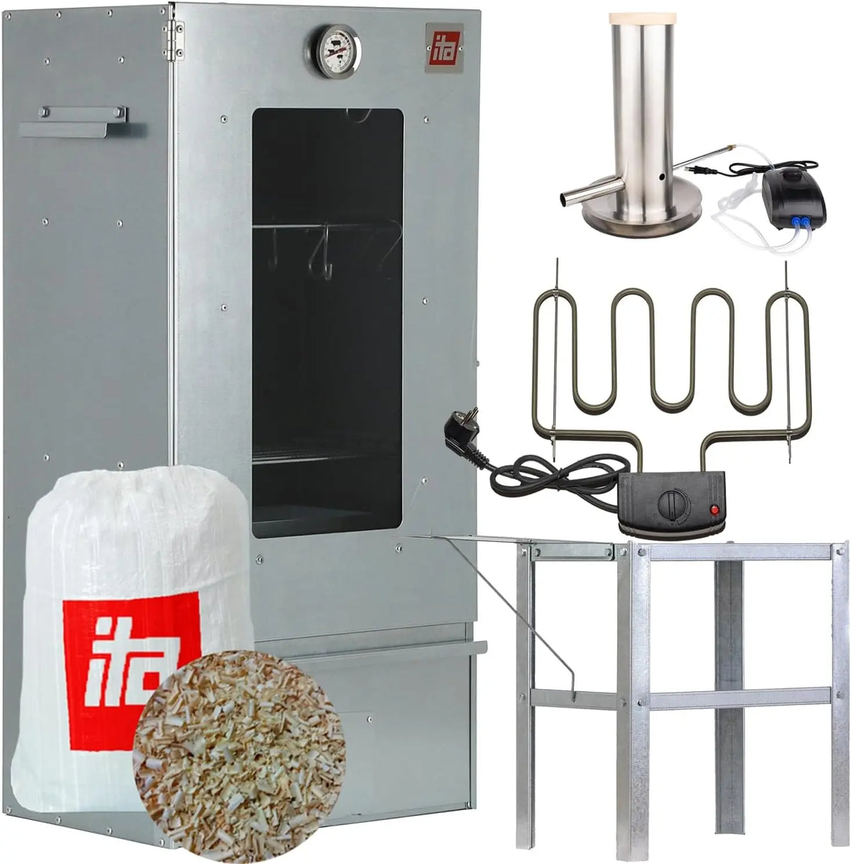 ITA Fumoir Électrique 7000 - Ensemble Smoker avec Chauffage – gris