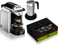 Nespresso Machine à café automatique Nespresso Professional Zenius avec Aeroccino4 mousseur à lait et 100 capsules – 25 ml / 40 ml, argenté