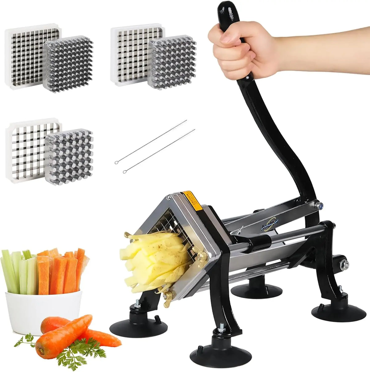 Anatole Coupe-Frites Professionnel avec 8/10/12mm Lames en Acier Inox – argenté