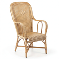 Fauteuil, en résine tressée, coloris naturel, 54 x 58 x 102 cm, pour le salon ou la chambre