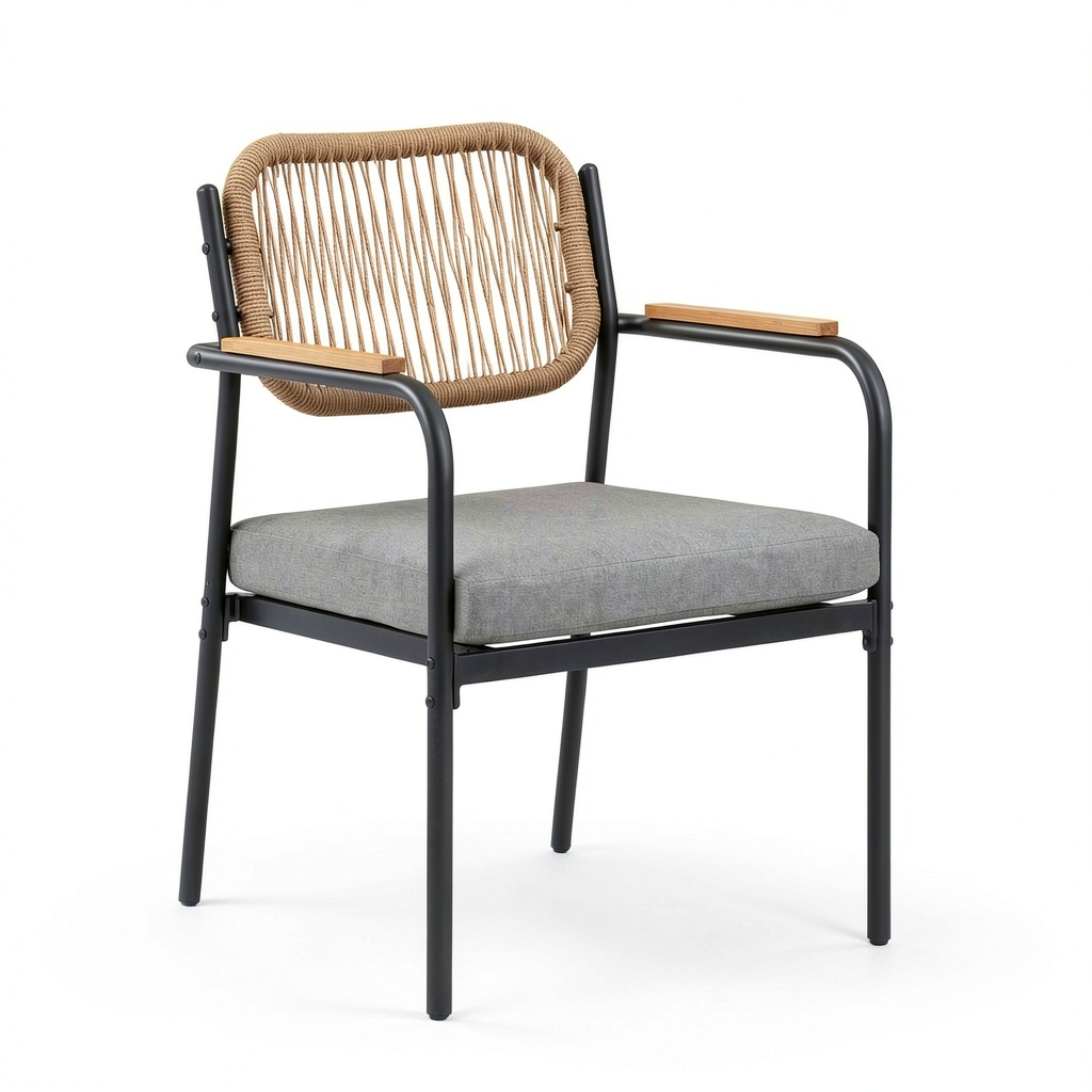 Chaise de jardin, coloris gris, 2 pièces, pour la terrasse ou le jardin