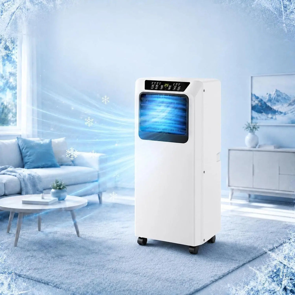 Climatiseur Mobile 9000 BTU avec Déshumidificateur et roulettes – bleu