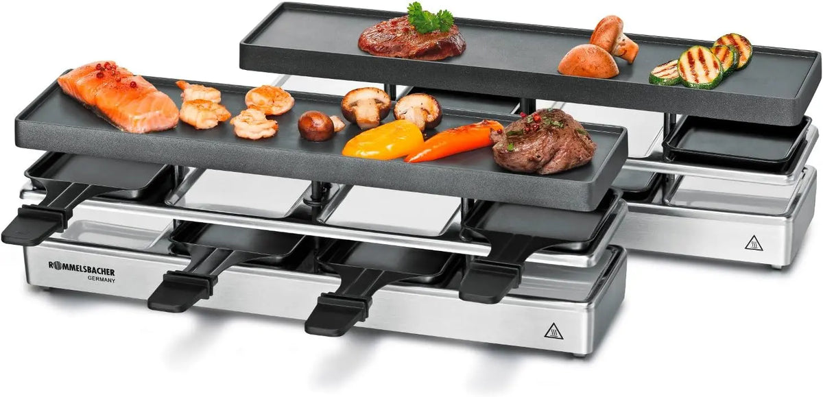 ROMMELSBACHER RC 1600 Fun pour 4+4 Appareil à raclette barbecue de table – gris