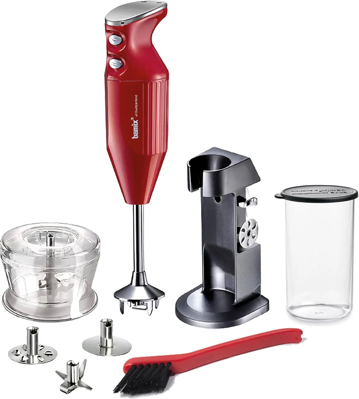Bamix Set mixeur plongeant M200 Chef's favorite avec support – 200 W, 400 ml, rouge