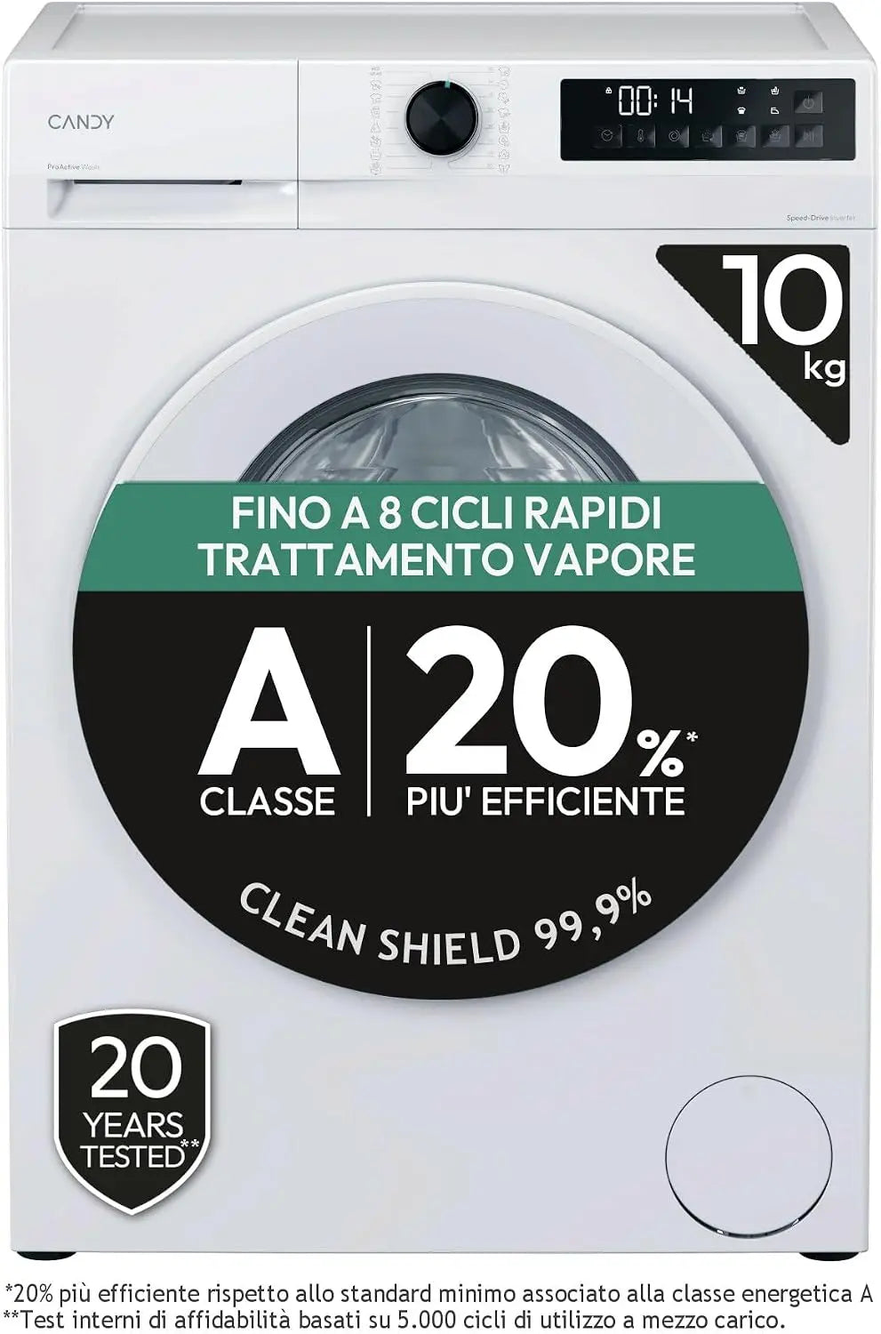 Lave-linge hublot CANDY GD 4108-S Prowash 300-10 kg - Induction - Vapeur - 1400 trs/min - Classe A -20%