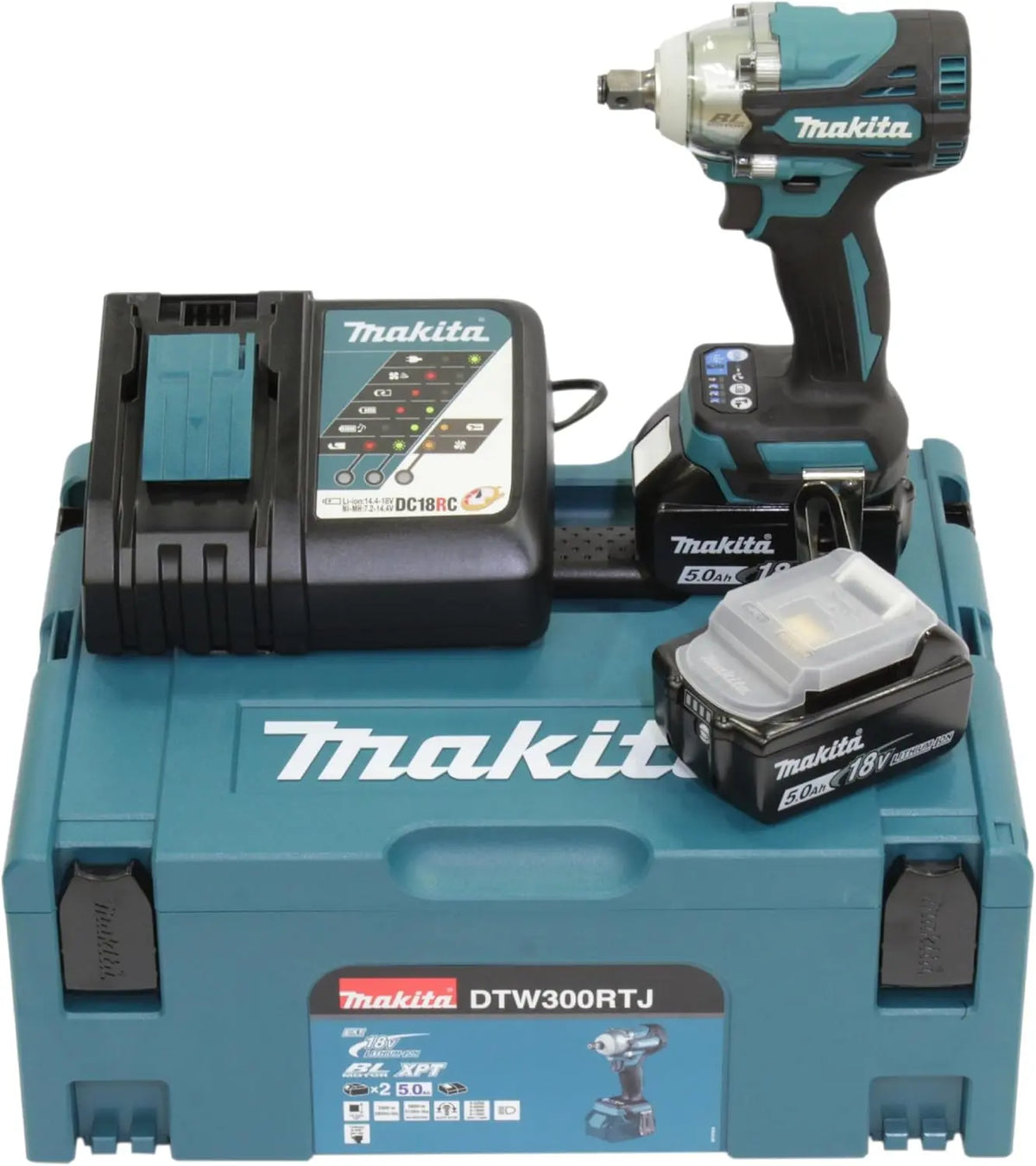 Makita Boulonneuse à chocs 18V LXT 1/2' 330 Nm 2x5,0 Ah - MAKITA DTW300RTJ – bleu/gris