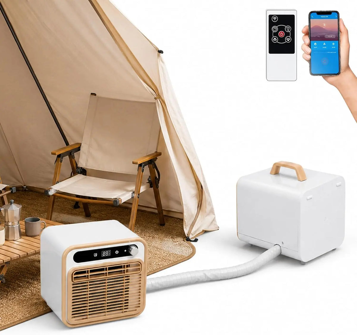 Climatiseur pour Camping-Car – 1500 W, 130 m³/h, beige/gris