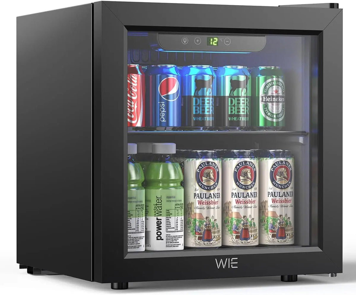 WIE 36L Mini Réfrigérateur 55 Cans 4-16℃ Porte Vitrée Panneau Tactile – gris/noir