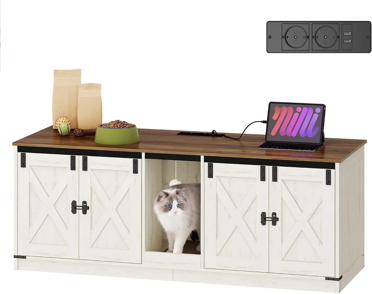 Hzuaneri Maison de Toilette Chat meuble – marron/blanc