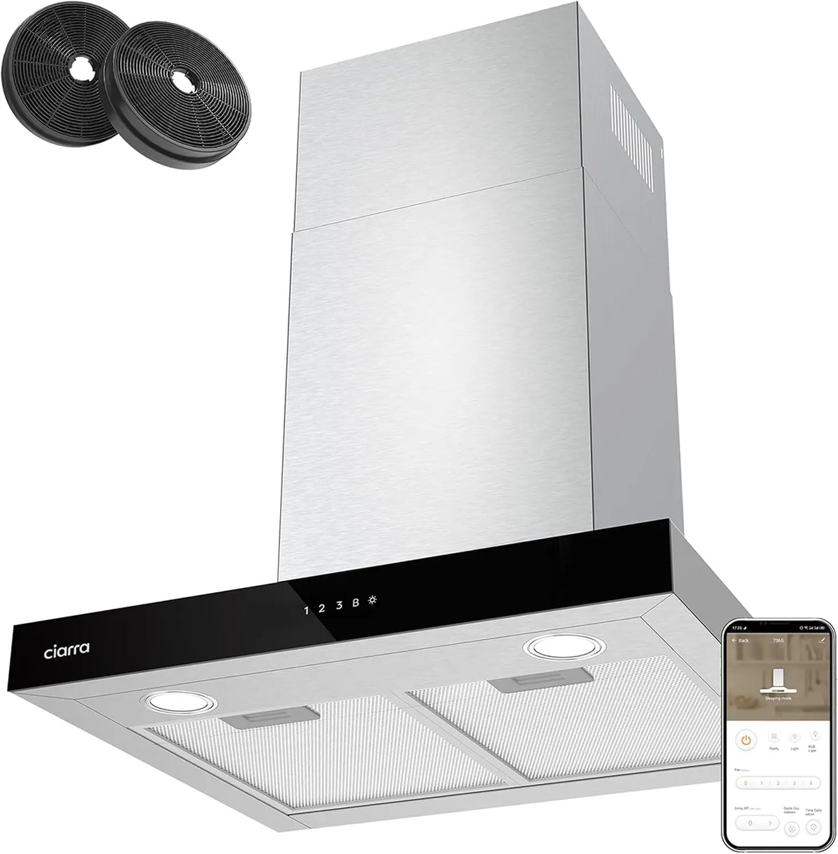 Ciarra Hotte Aspirante 60cm Classe A+++ 706m³/h Murale - CBCS6102 – 85 W, gris/noir