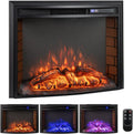 COSTWAY Cheminée Électrique Murale Encastrable Courbé 750W/1500W – gris/noir/orange