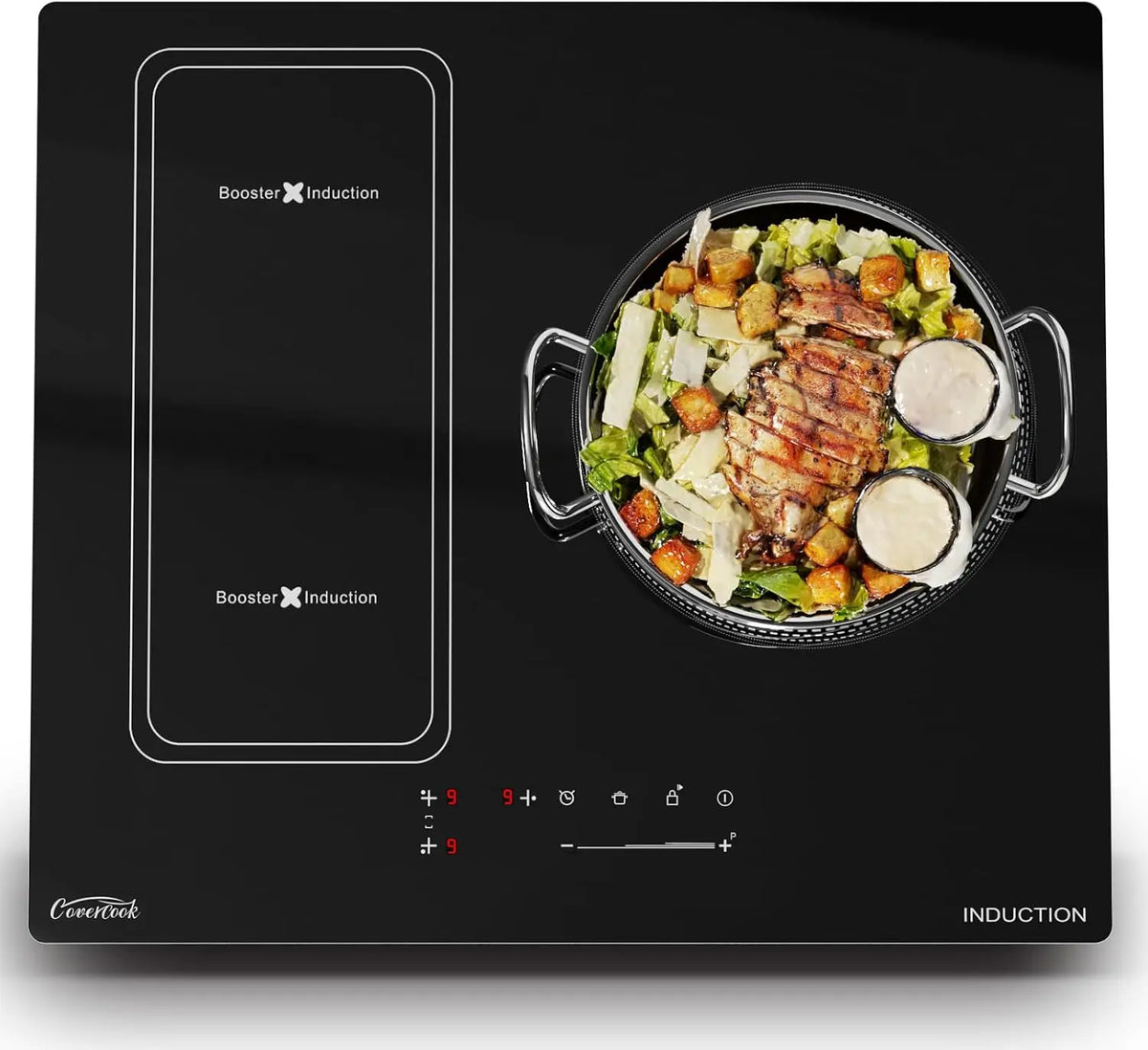 Plaque Induction 60 cm 3 Feux Encastrable Table de Cuisson Électrique 6500W avec Fonction Boost – noir/gris