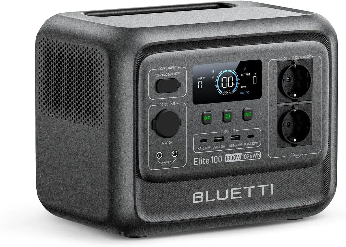 BLUETTI Elite 100 V2 1024Wh & 1800W Générateur Électrique portable – gris/noir