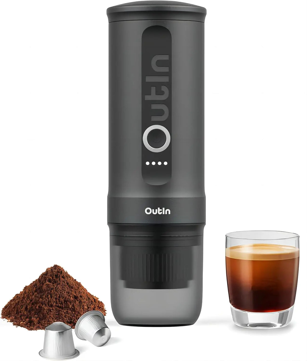 OutIn Nano Machine à espresso électrique portable USB-C – 50 ml, gris