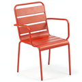 Chaise de jardin, en métal, coloris rouge, pour la terrasse ou le jardin