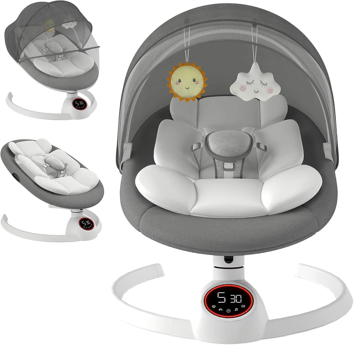 Transat Balancelle Bebe Electrique jusqu'à 9 kg – gris