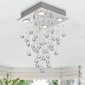 BESTIER Moderne Cristal Goutte De Pluie Lustre Éclairage Encastré LED Plafonnier Luminaire Pendentif – 25 watts, gris