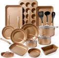 Nutrichef Ensemble de Batterie de Cuisine et de Pâtisserie – beige/orange/gris