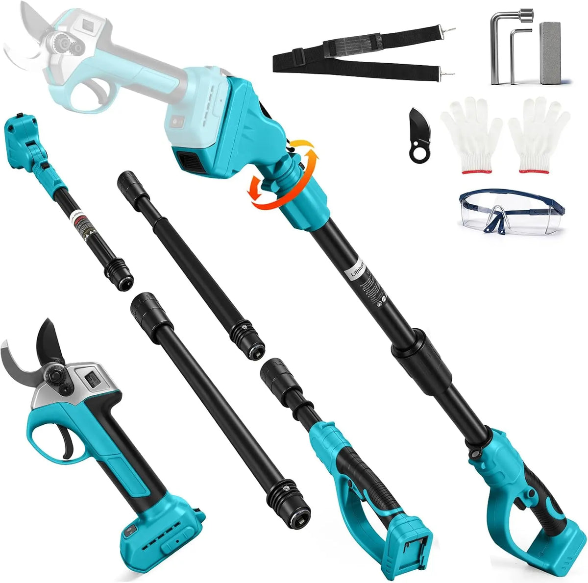 Sécateur électrique sans fil télescopique pour Makita 18 V avec Perche – gris/bleu/noir