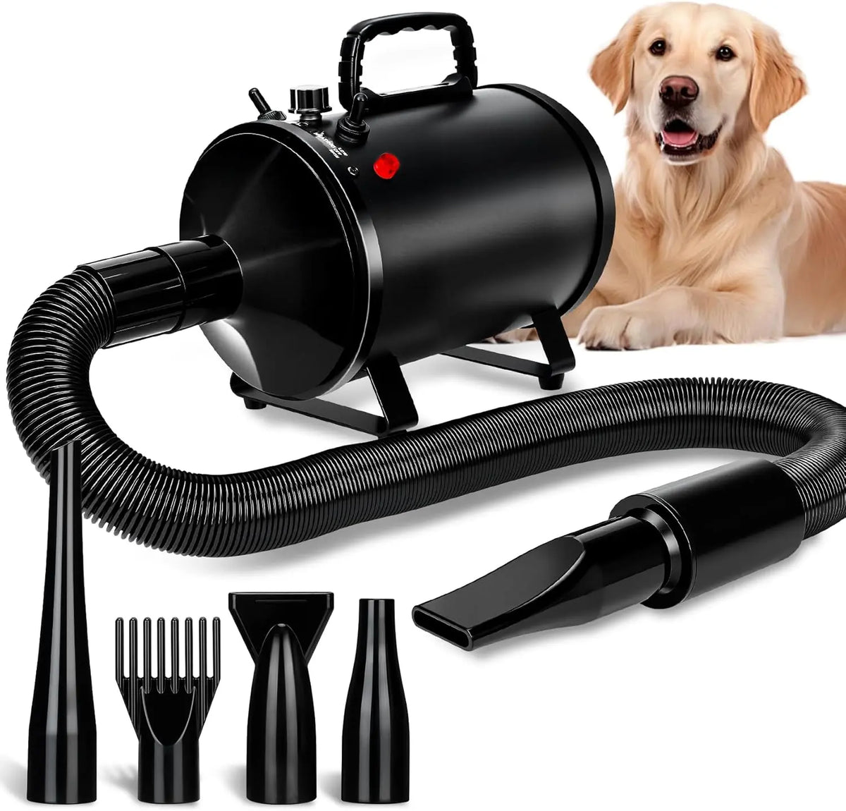 Sèche-Cheveux pour Chien 4,3CV/3200W avec 3 Niveaux de Température – noir/gris