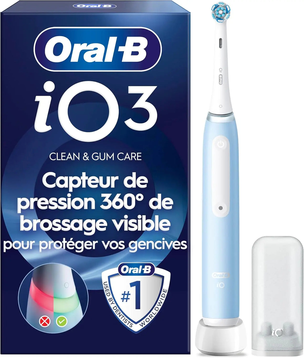 Oral-B Brosse à Dents Electrique iO 3 avec 1 Brossette de Rechange – bleu
